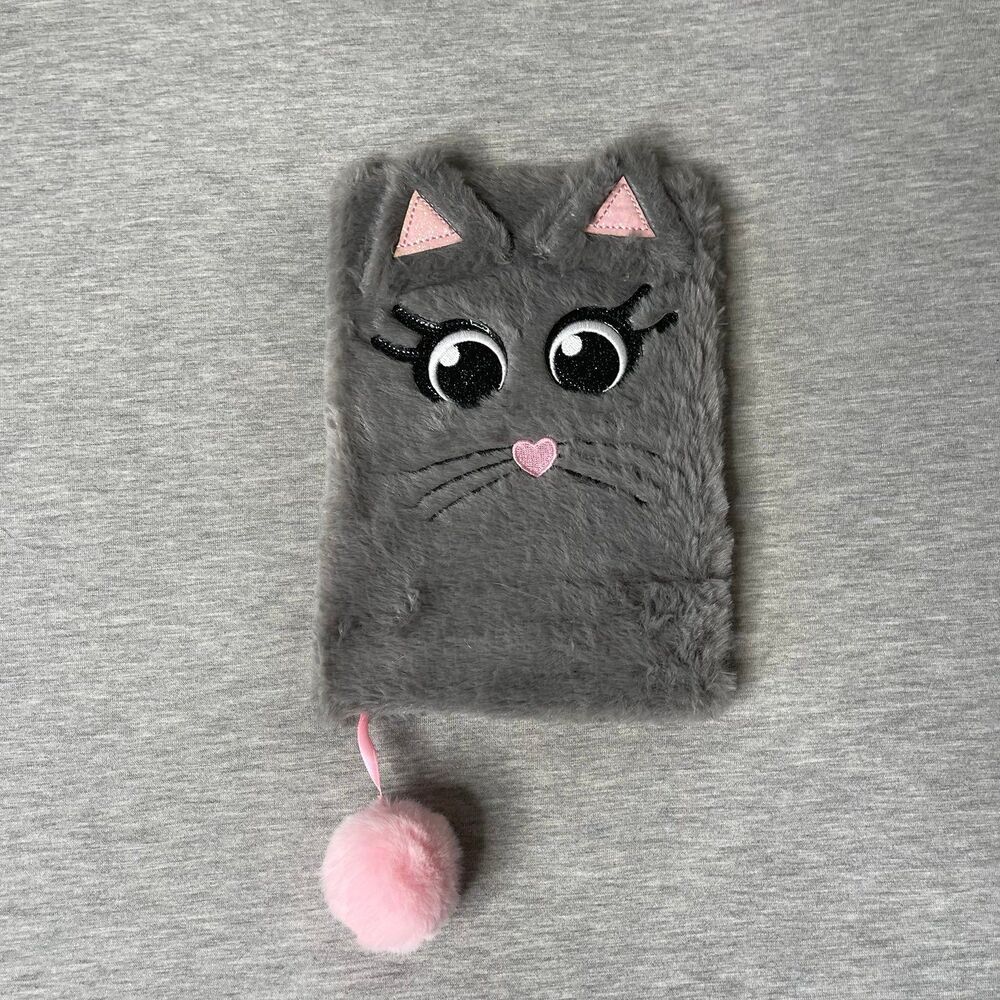 Justice Girl’s Cat Fuzzy Plush Notebook Journal Book